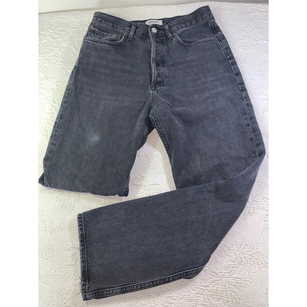 Agolde 90s‎ Pinch Waist Jeans Washed Black Straight Leg Denim Size 26